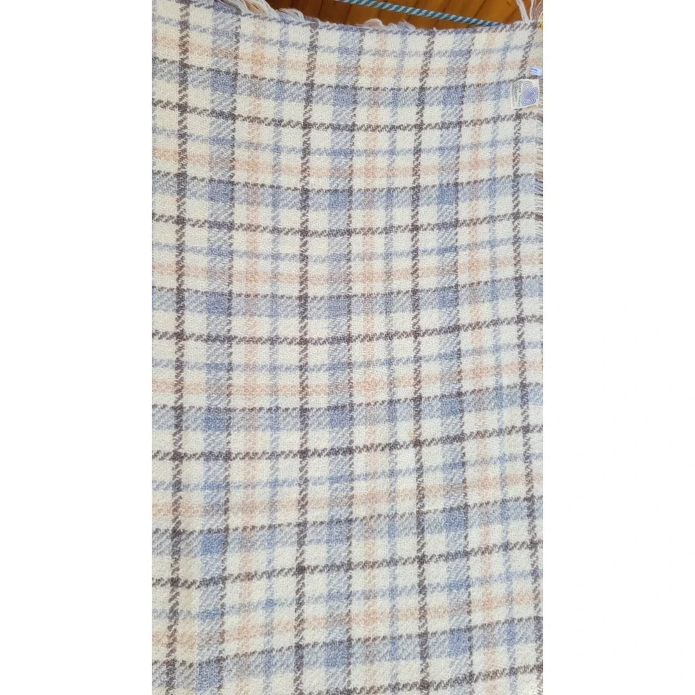 Boyne Valley‎ Weavers Ireland Wool Throw Blanket Plaid Fringe 43x70 Handmade...